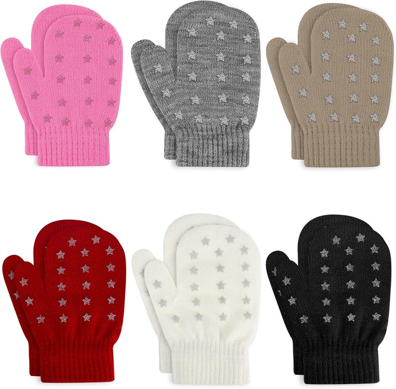 ONESING 5 Pair Toddler Mittens Black Baby Winter Gloves for Girls Boys - Warm Newborn Gloves - Image 1